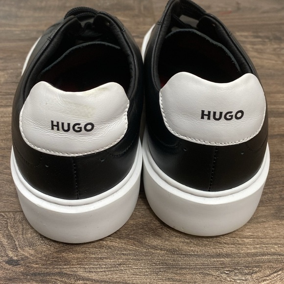EUC HUGO Quiver Derby LT Black leather sneaker with white sole size 38 - Picture 3 of 9